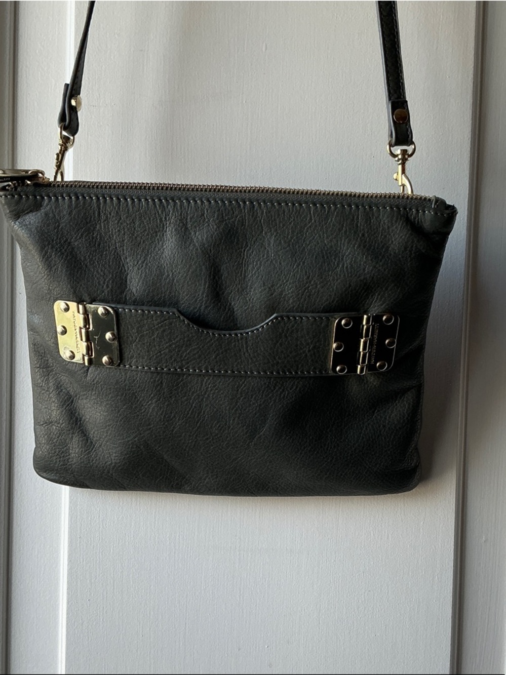 Hayden Harnett Gray/Grey Leather Crossbody